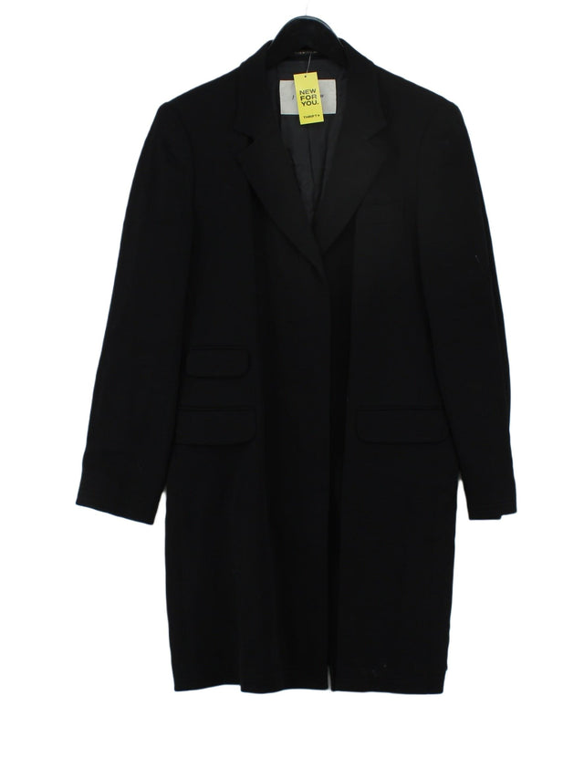 Jigsaw Women's Coat UK 14 Black Wool with Polyamide, Viscose