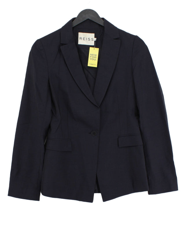 Reiss Women's Blazer UK 6 Blue Viscose with Linen