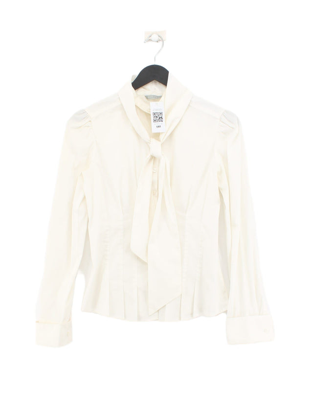 Zara Women's Shirt S White Cotton with Polyester, Spandex