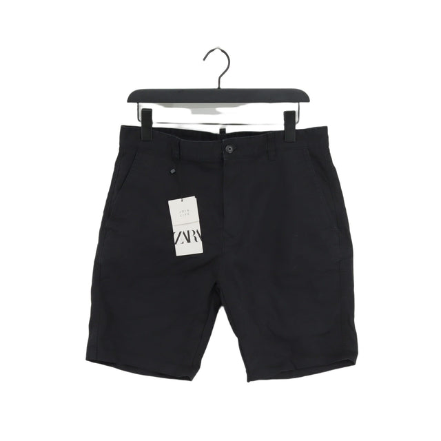 Zara Men's Shorts W 40 in Black Cotton with Elastane
