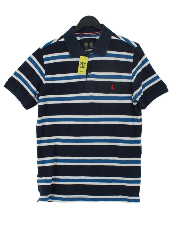 Musto Men's Polo M Blue 100% Cotton