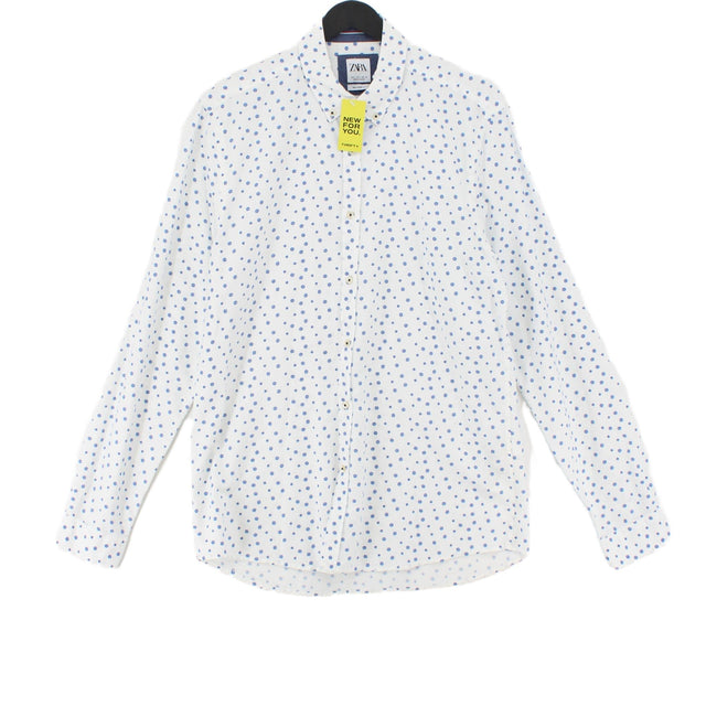 Zara Men's Shirt L White 100% Cotton