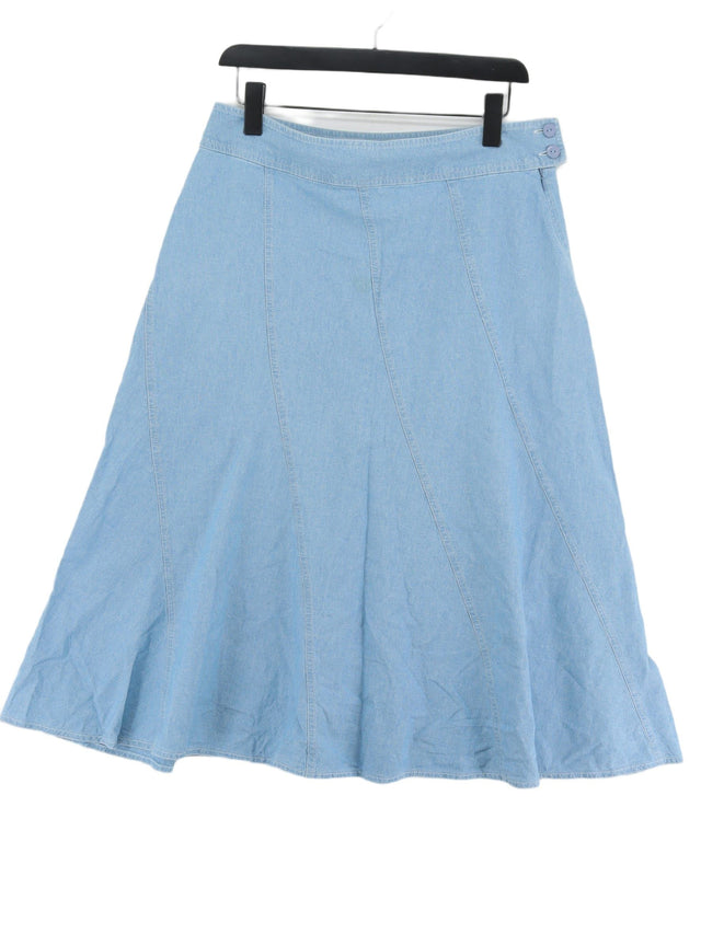 EWM Women's Midi Skirt UK 14 Blue 100% Cotton