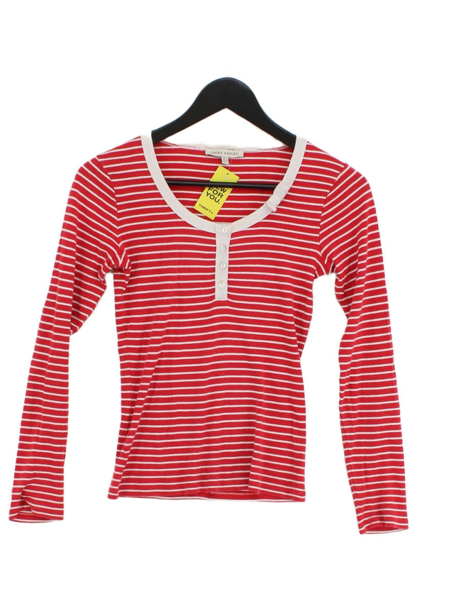 Laura Ashley Women's Top UK 8 Red 100% Cotton