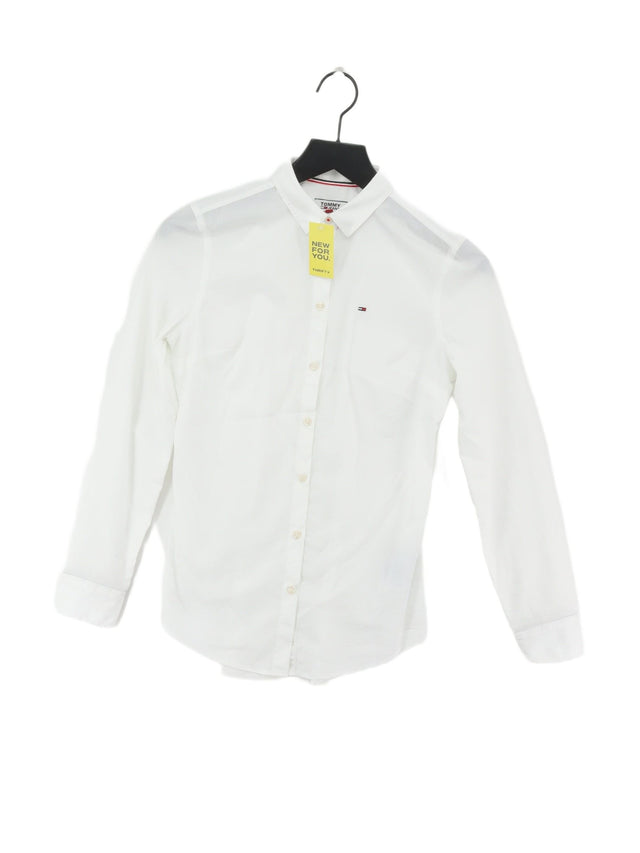 Tommy Jeans Men's Shirt XS White Cotton with Elastane, Polyamide