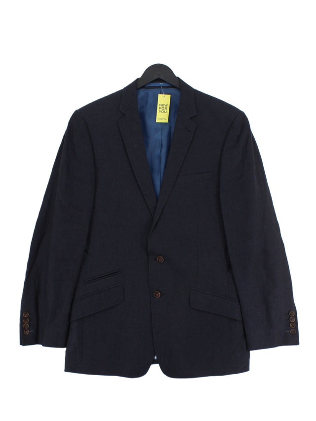 Autograph Men's Blazer Chest: 38 in Blue Linen with Polyester, Viscose