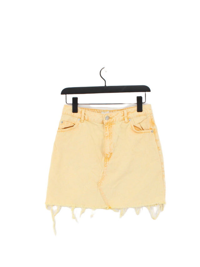 Topshop Women's Mini Skirt UK 12 Yellow 100% Cotton