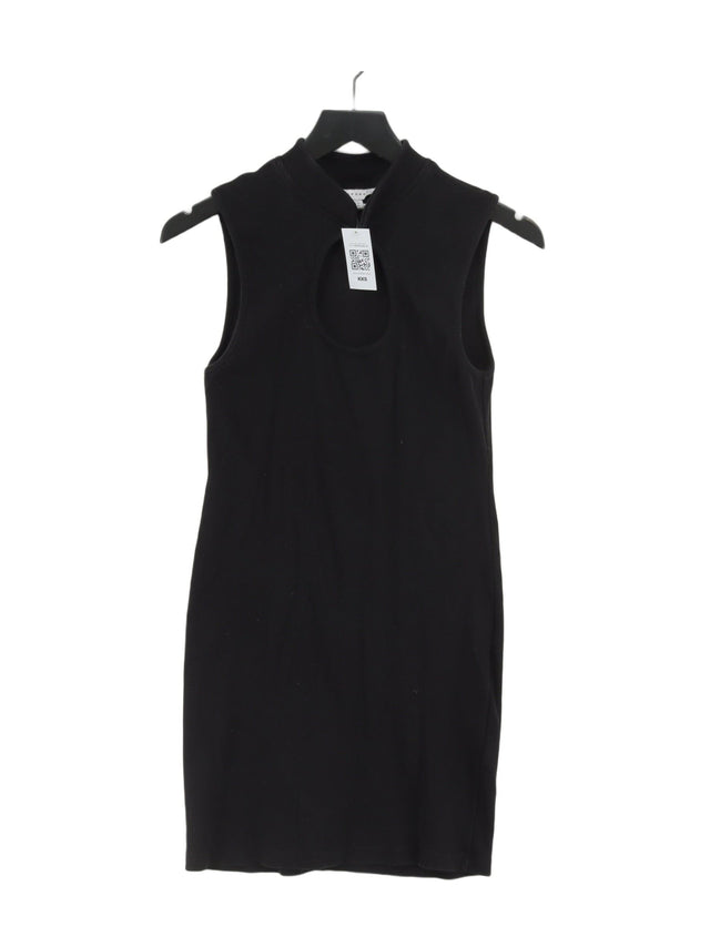 Topshop Women's Midi Dress UK 14 Black Cotton with Elastane