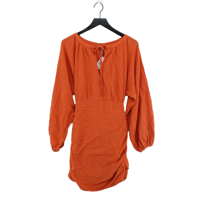 Free People Women's Midi Dress M Orange 100% Cotton