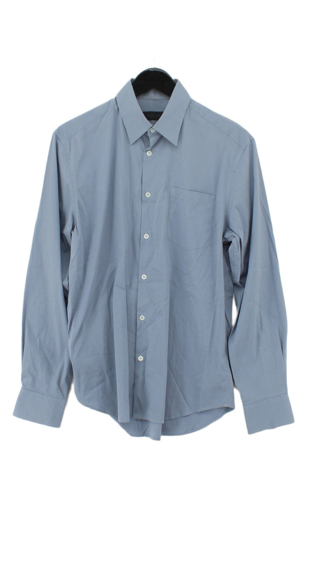 Nicole Farhi Men's Shirt Collar: 15.5 in Blue Cotton with Elastane