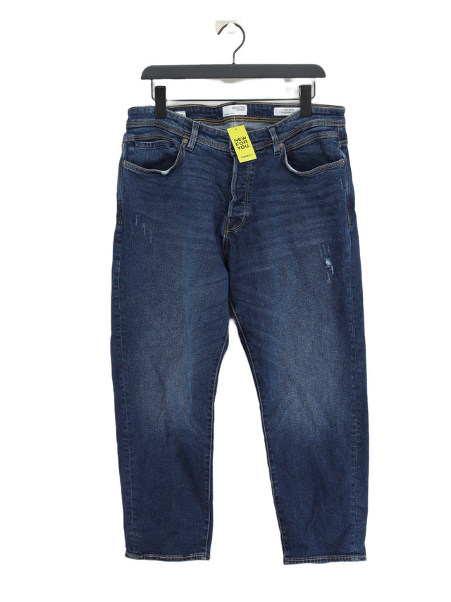 Selected Men's Jeans W 36 in; L 32 in Blue Cotton with Elastane