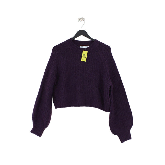 Zara Women's Jumper S Purple Polyester with Acrylic, Elastane, Other, Wool