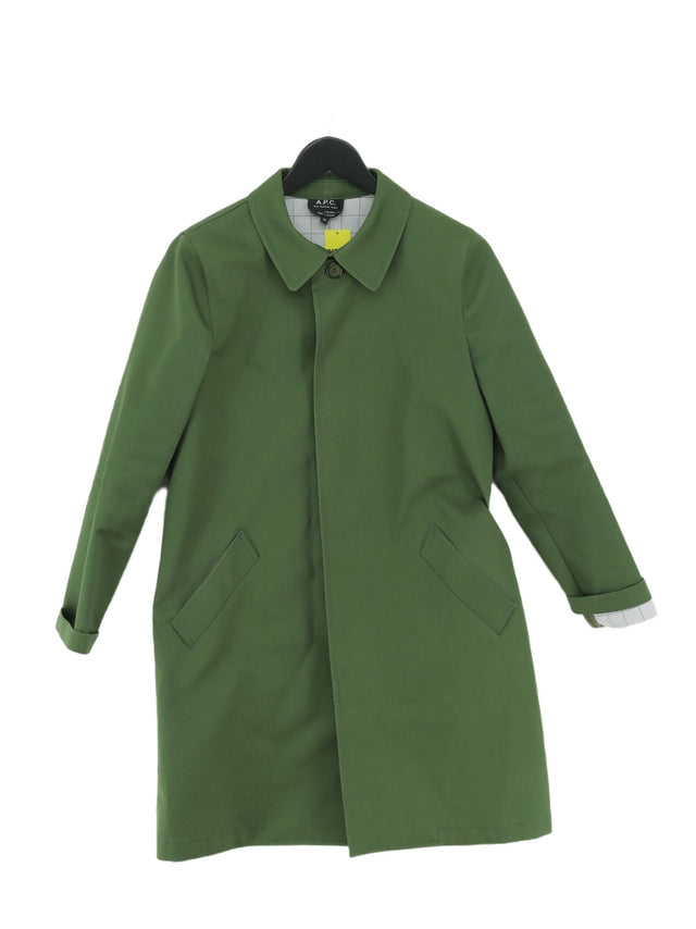 A.P.C. Women's Coat UK 10 Green Cotton with Other, Polyester