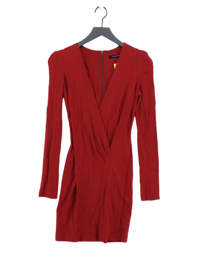 French Connection Women's Midi Dress S Red Viscose with Elastane, Polyamide