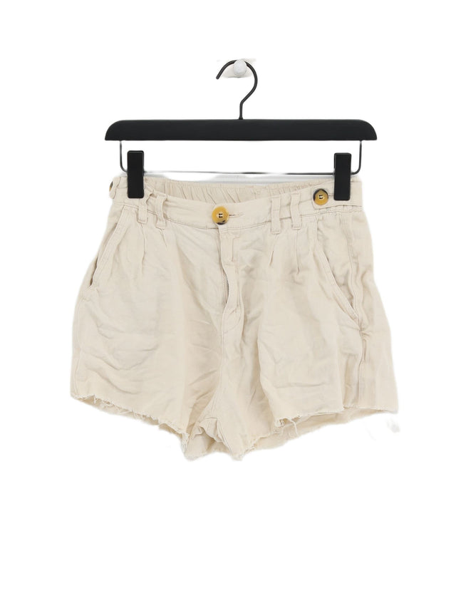 Bershka Women's Shorts UK 10 Cream 100% Other