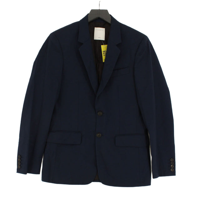 Sandro Men's Blazer M Blue Wool with Mohair, Polyester, Viscose