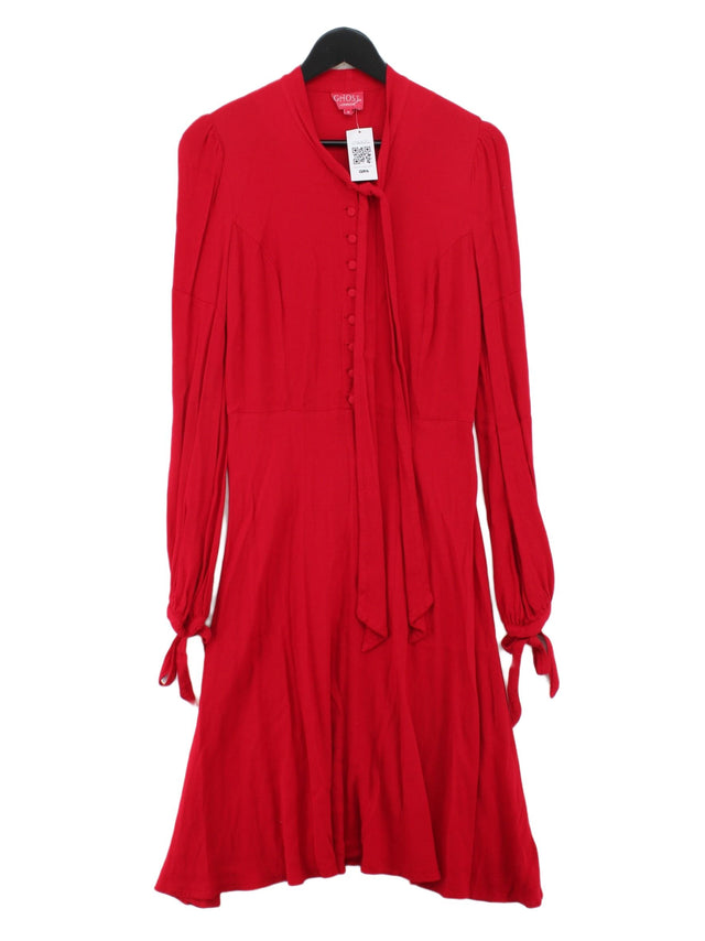 Ghost Women's Midi Dress M Red 100% Viscose