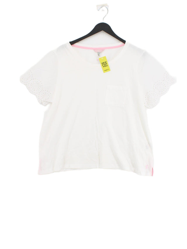 Joules Women's T-Shirt UK 20 White 100% Cotton