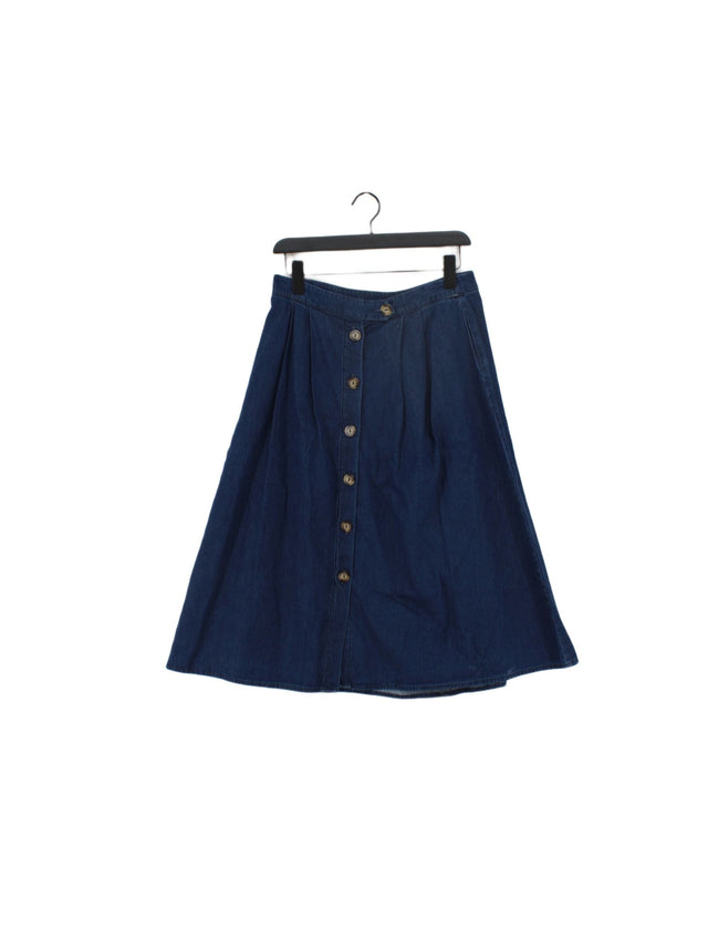 Phase Eight Women's Midi Skirt UK 12 Blue 100% Cotton