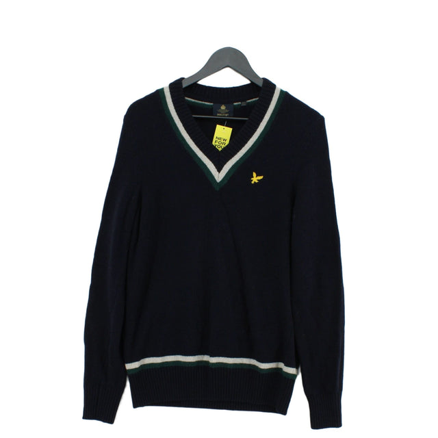 Lyle & Scott Men's Jumper S Blue Wool with Other, Polyamide