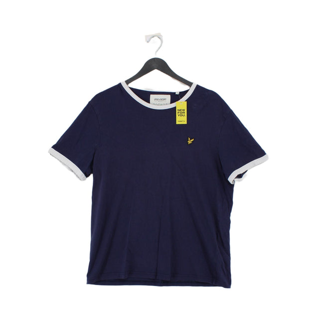 Lyle & Scott Men's T-Shirt L Blue 100% Cotton