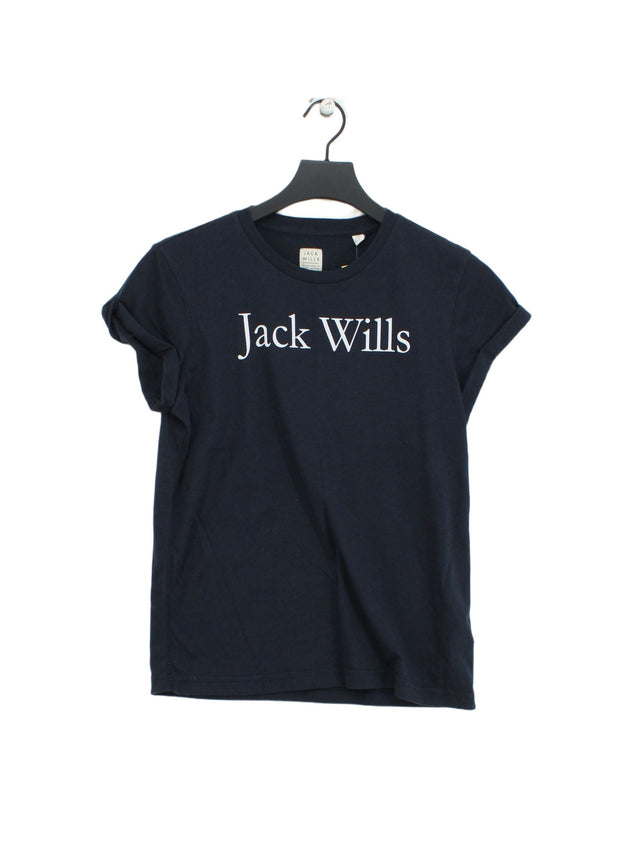 Jack Wills Women's T-Shirt UK 6 Blue Cotton with Polyester