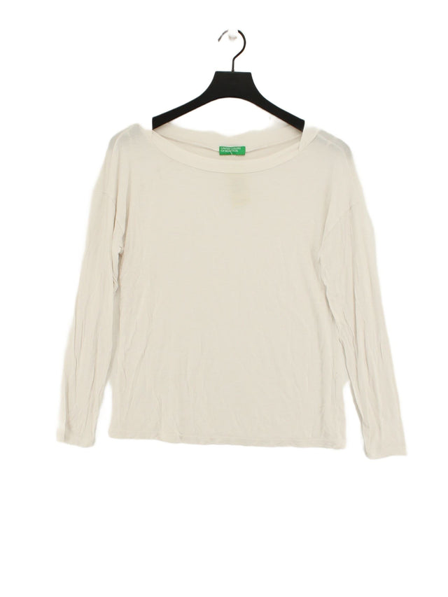 United Colors Of Benetton Women's Top S White Viscose with Elastane