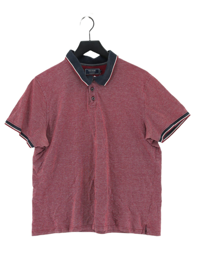 Maine Men's Polo L Red 100% Cotton