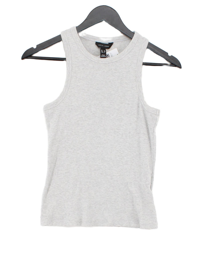 New Look Women's T-Shirt UK 12 Grey Cotton with Elastane, Viscose