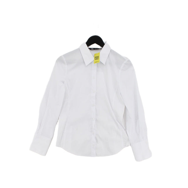 Zara Women's Shirt M White Cotton with Elastane, Nylon