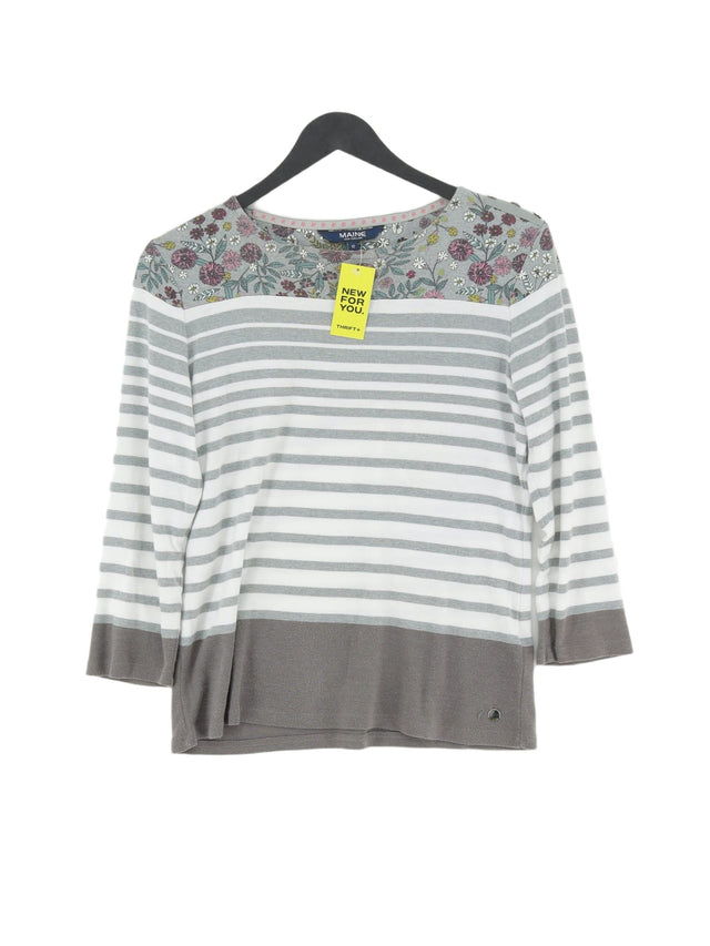 Maine Women's Top UK 12 Grey Cotton with Polyester