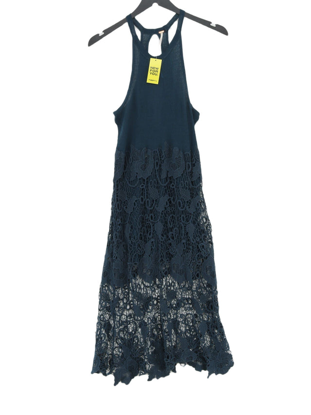Free People Women's Midi Dress XS Blue Cotton with Lyocell Modal