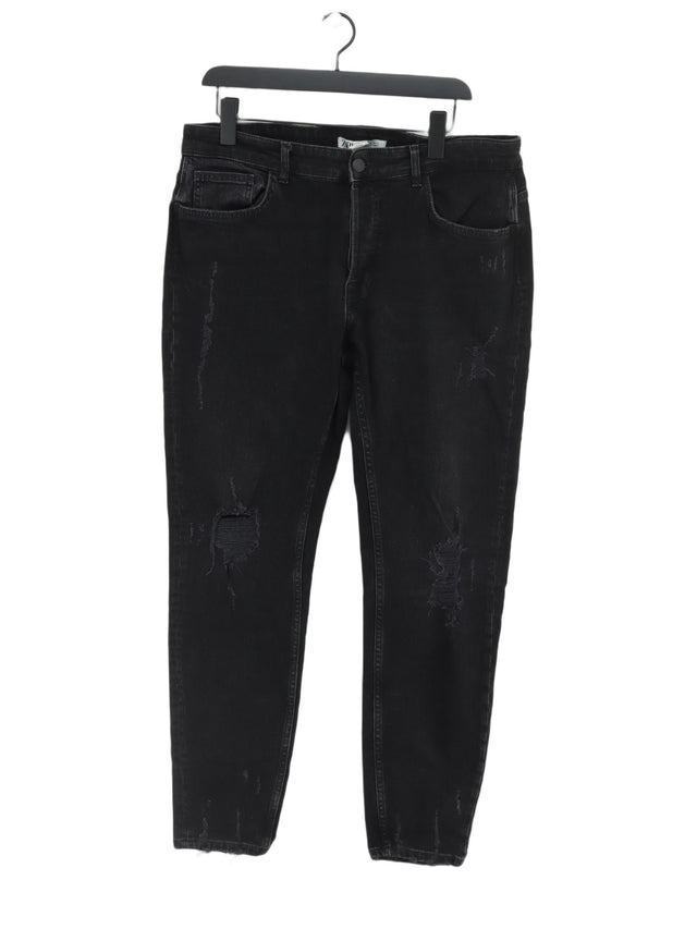 Zara Men's Jeans W 36 in Black Cotton with Elastane