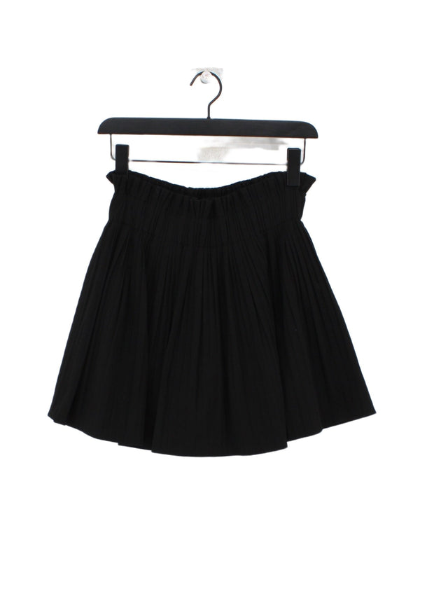 Zara Women's Midi Skirt S Black Polyester with Elastane, Viscose