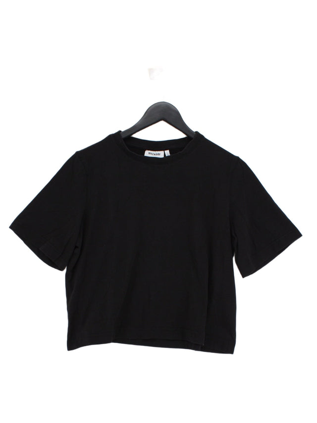 Weekday Women's T-Shirt S Black Cotton with Elastane