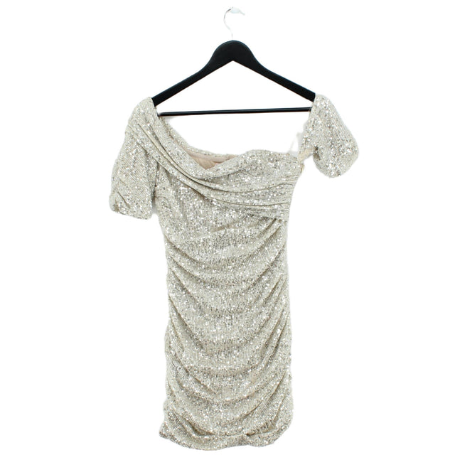 Club London Women's Midi Dress UK 10 Silver 100% Polyester