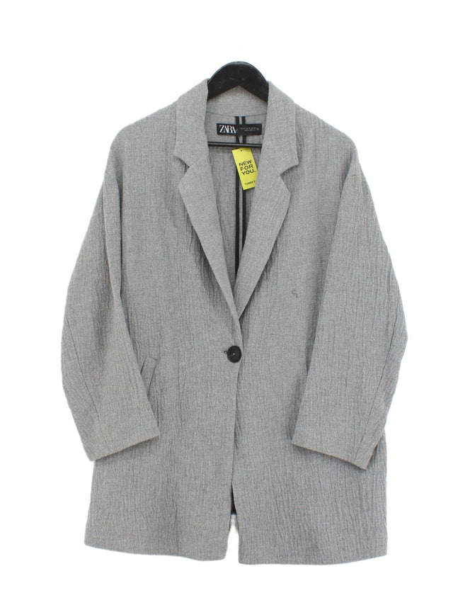 Zara Women's Jacket M Grey Cotton with Other, Polyester, Viscose
