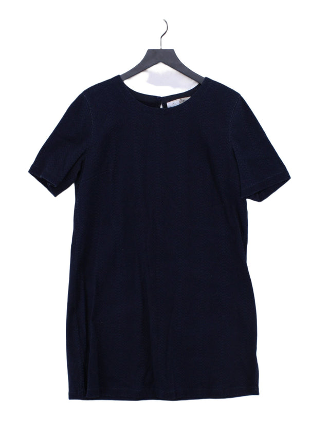 French Connection Women's Midi Dress UK 16 Blue Cotton with Elastane