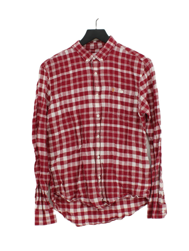 Farah Men's Shirt M Red Linen with Cotton