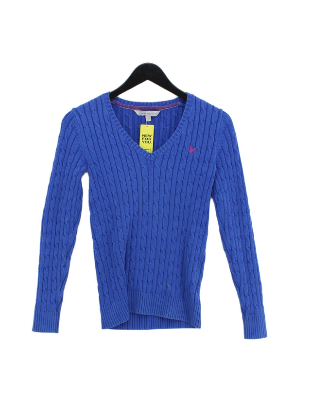 Crew Clothing Women's Jumper UK 10 Blue Cotton with Elastane, Nylon