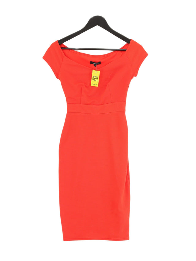 New Look Women's Midi Dress UK 8 Red Polyester with Elastane