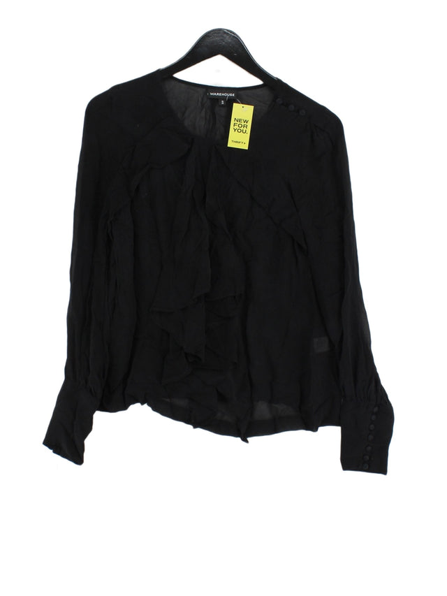 Warehouse Women's Blouse UK 10 Black 100% Silk