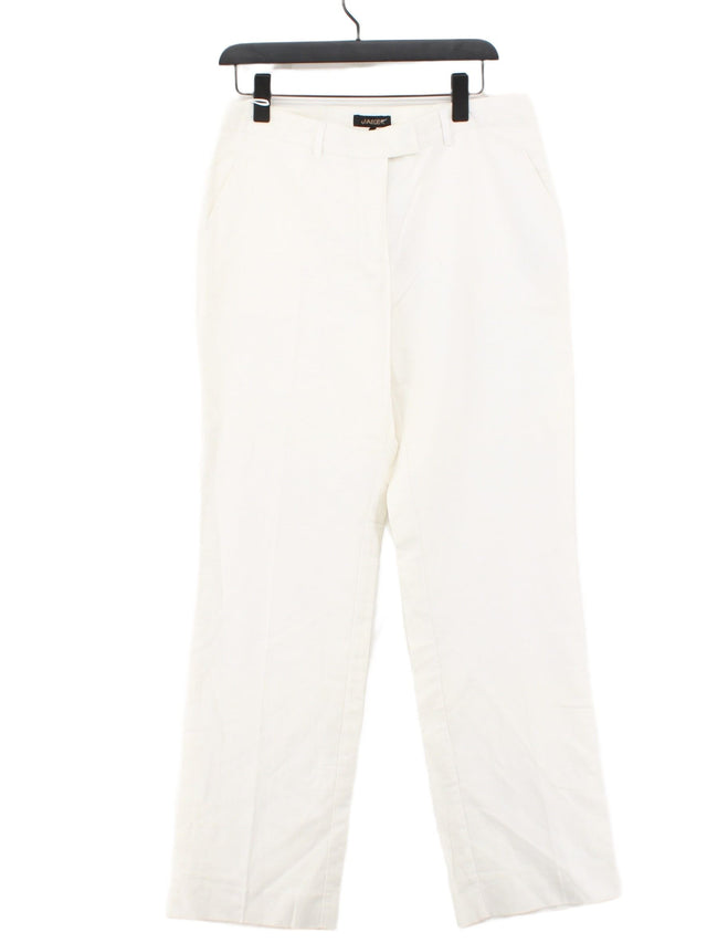 Jaeger Women's Suit Trousers UK 12 White Cotton with Linen