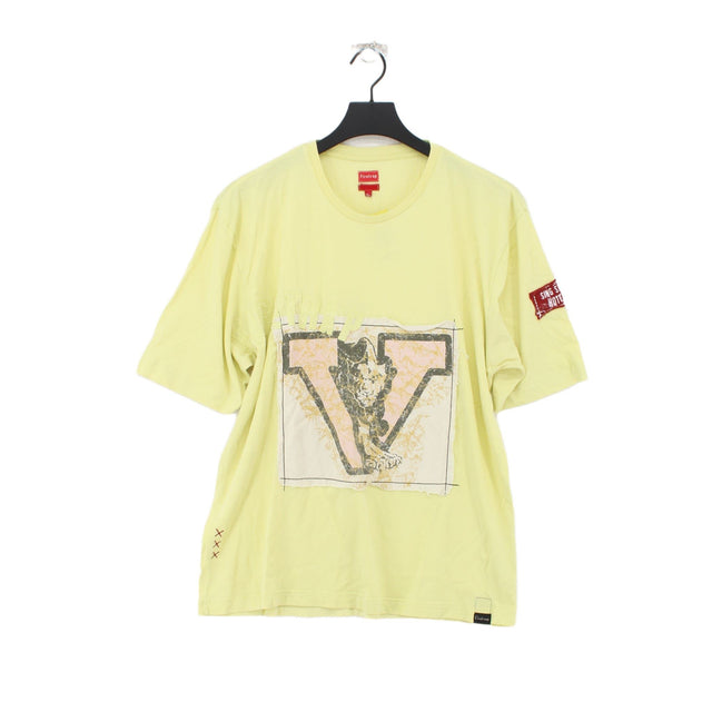 Firetrap Men's T-Shirt L Yellow 100% Cotton