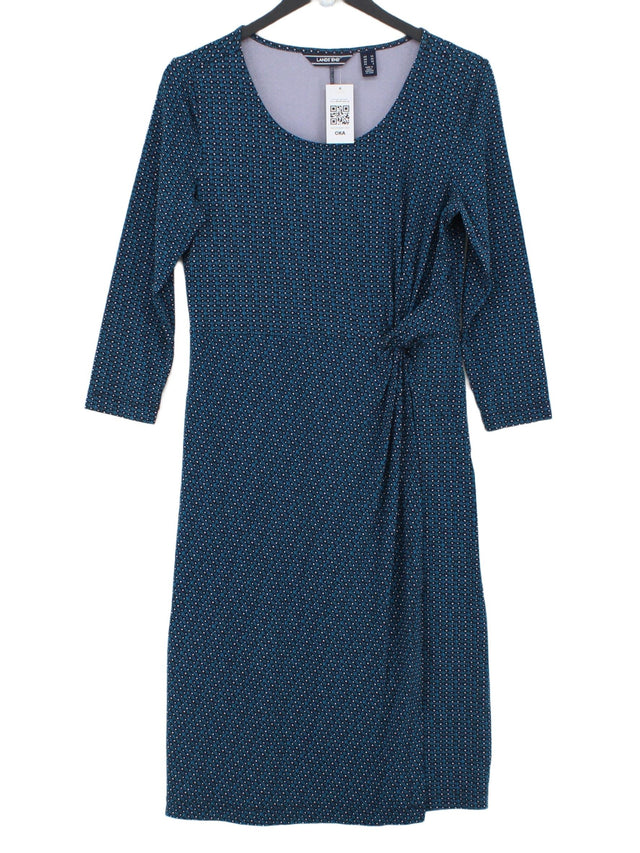 Lands End Women's Midi Dress S Blue Wool with Spandex, Viscose