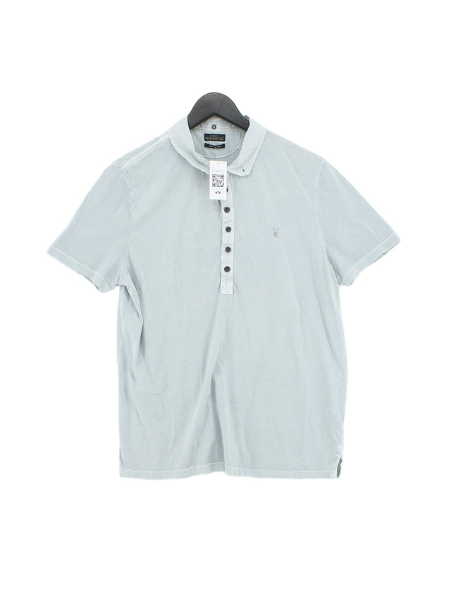 AllSaints Men's Polo XL Blue 100% Cotton