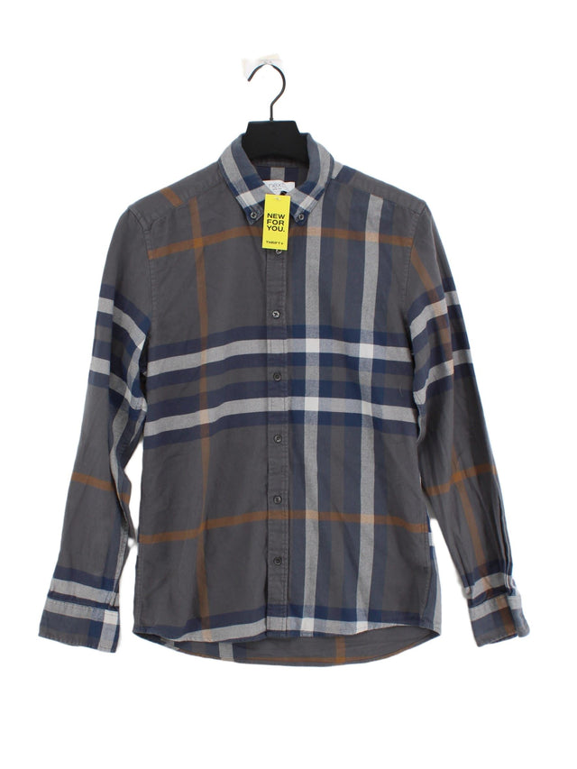 Next Men's Shirt S Grey 100% Cotton