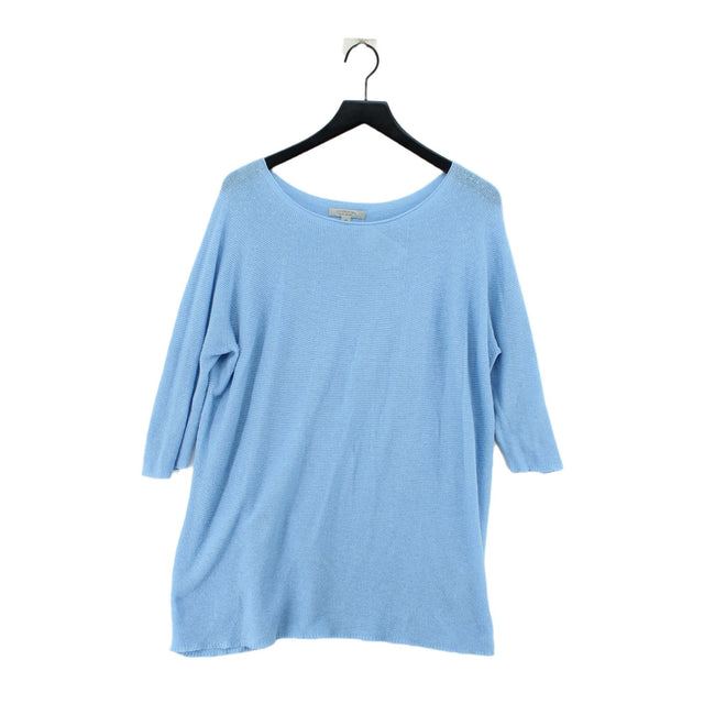 Comma Women's Top UK 12 Blue Cotton with Acrylic