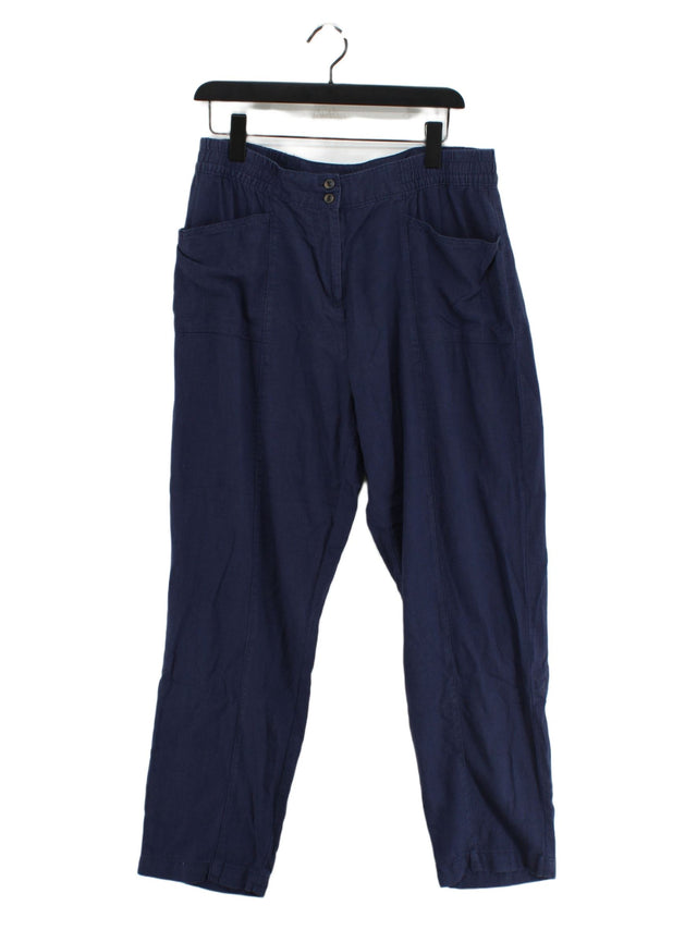 Next Women's Suit Trousers UK 14 Blue Linen with Viscose
