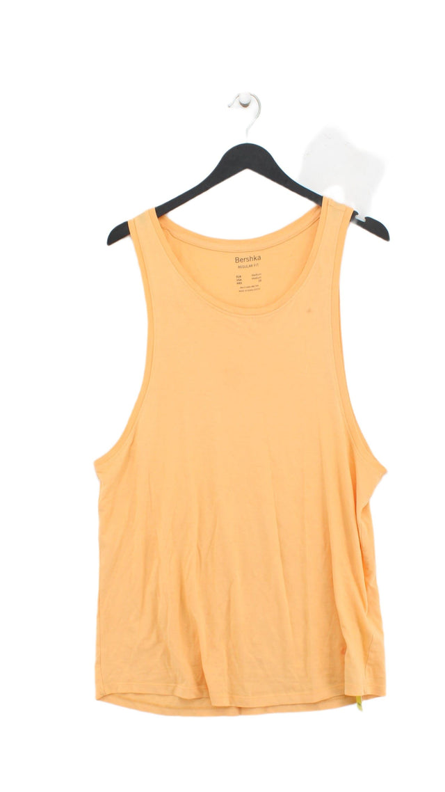 Bershka Men's T-Shirt M Orange 100% Cotton
